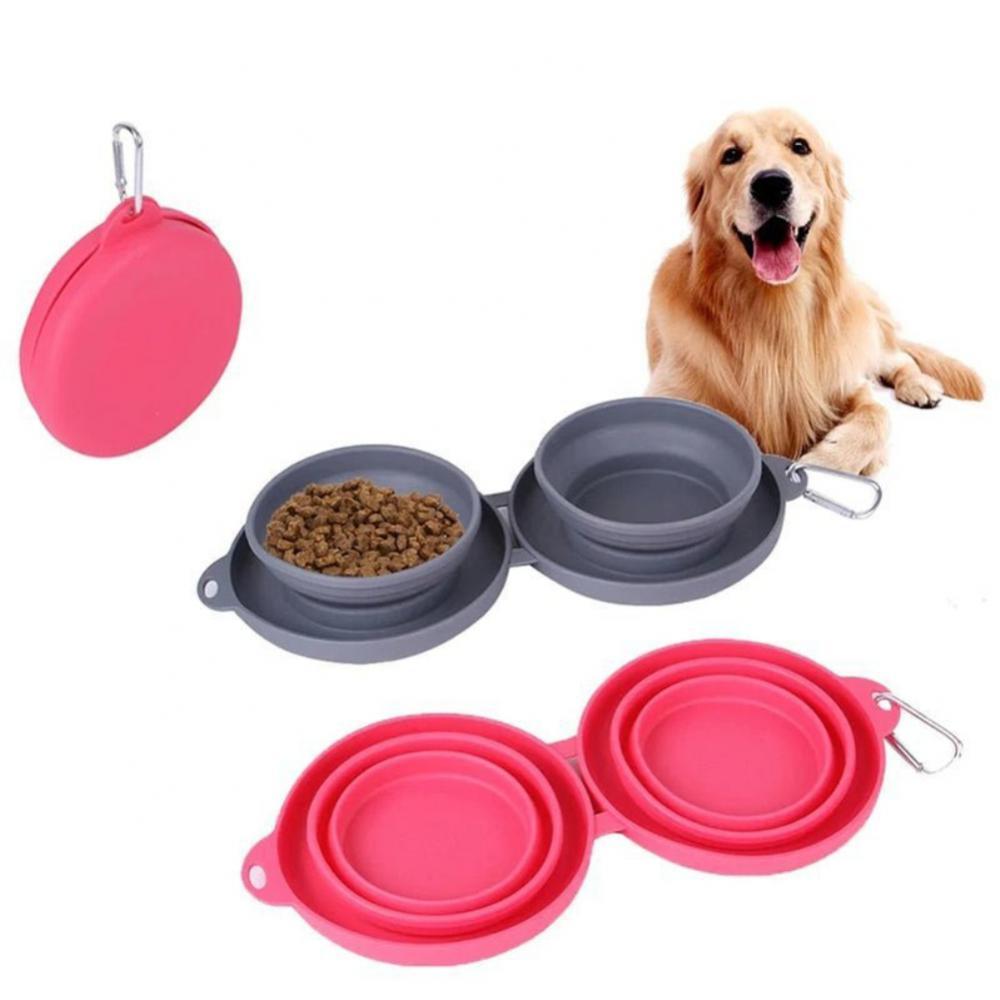 Double Gamelle Pliable en Caoutchouc Pour Animaux De Compagnie - LES COMPAGNONS