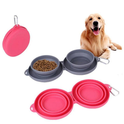 Double Gamelle Pliable en Caoutchouc Pour Animaux De Compagnie - LES COMPAGNONS